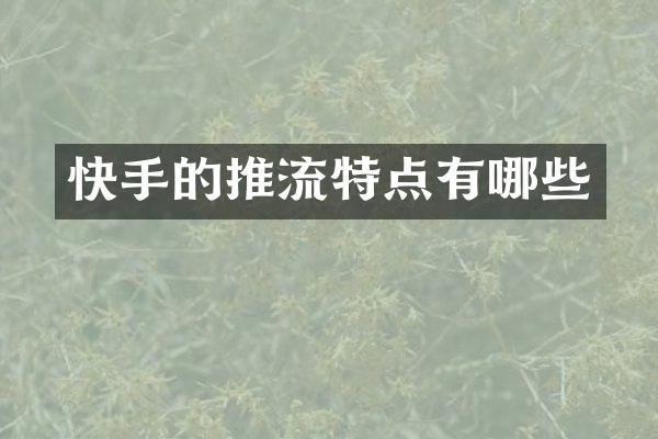 快手的推流特点有哪些