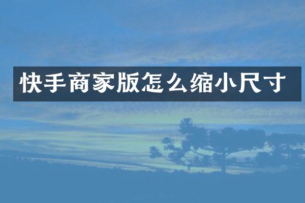 快手商家版怎么缩小尺寸