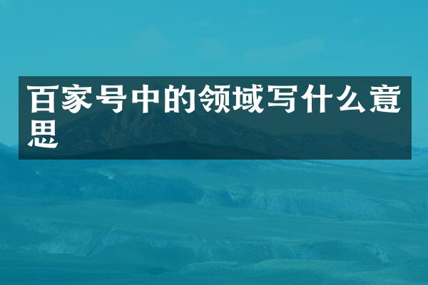 百家号中的领域写什么意思