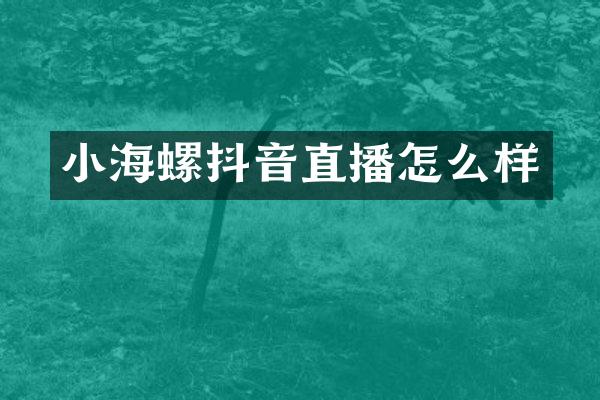 小海螺抖音直播怎么样