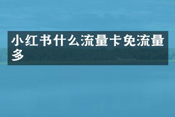 小红书什么流量卡免流量多