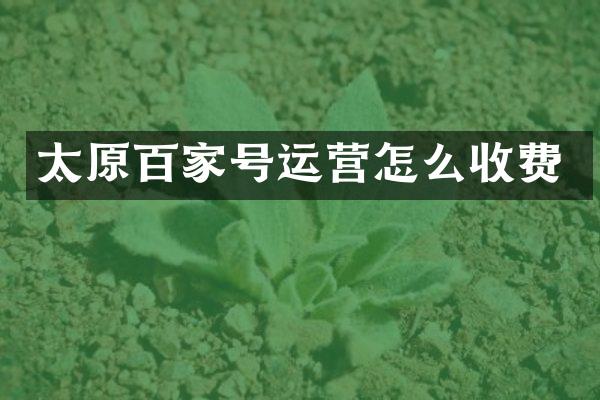 太原百家号运营怎么收费