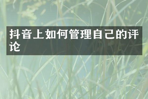 抖音上如何管理自己的评论