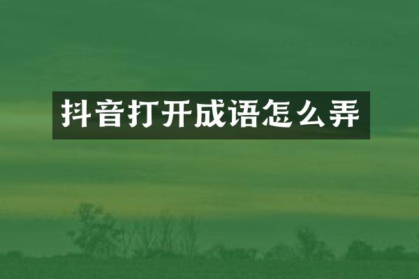 抖音打开成语怎么弄