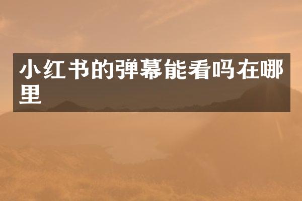 小红书的弹幕能看吗在哪里