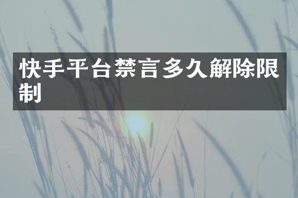 快手平台禁言多久解除限制