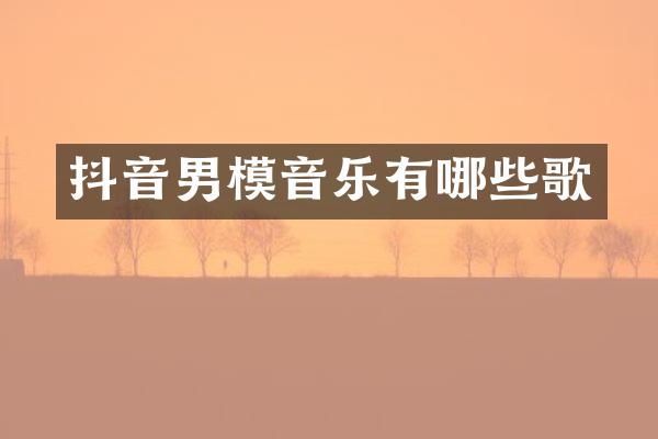 抖音男模音乐有哪些歌