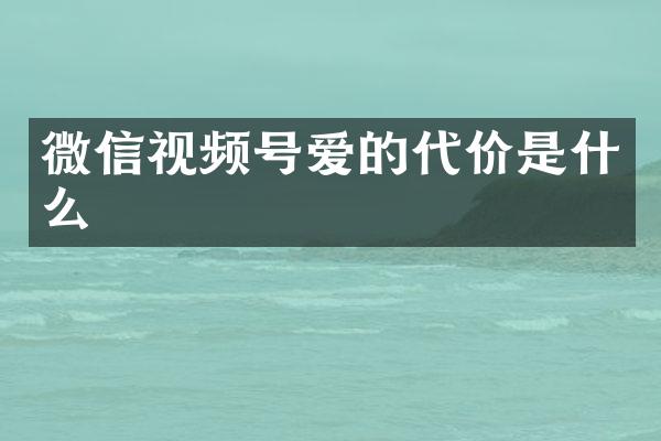 微信视频号爱的代价是什么