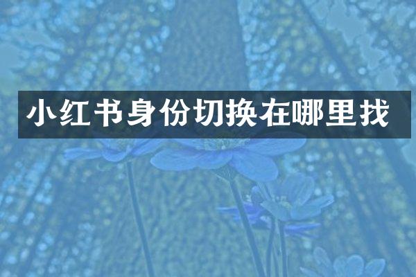 小红书身份切换在哪里找