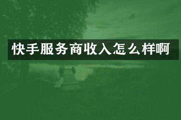 快手服务商收入怎么样啊