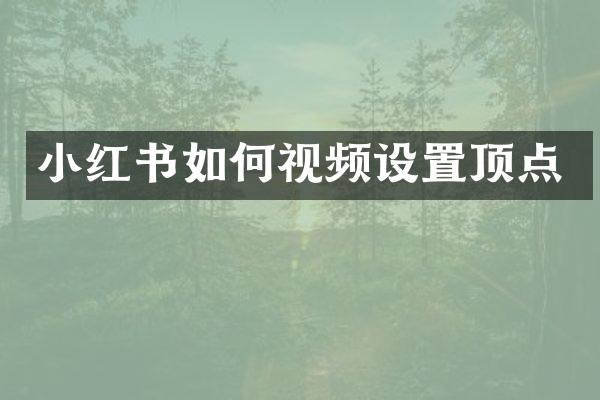 小红书如何视频设置顶点