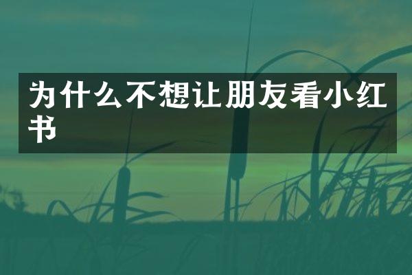为什么不想让朋友看小红书