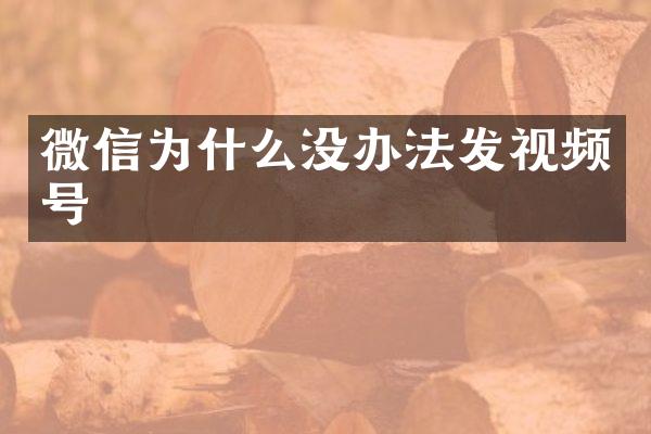 微信为什么没办法发视频号