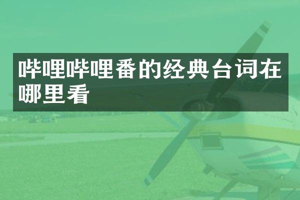 哔哩哔哩番的经典台词在哪里看