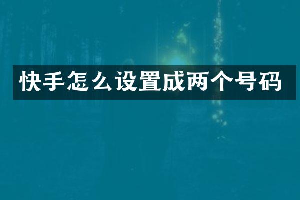 快手怎么设置成两个号码