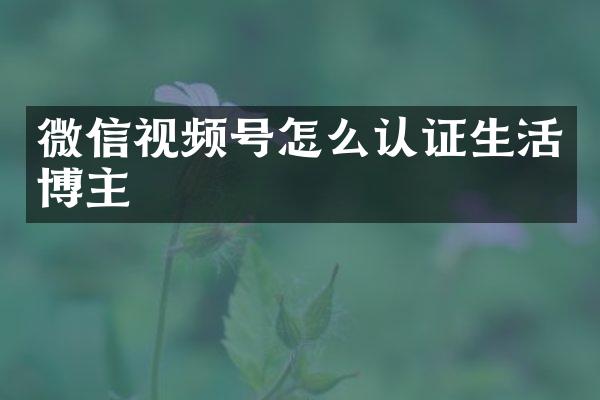 微信视频号怎么认证生活博主