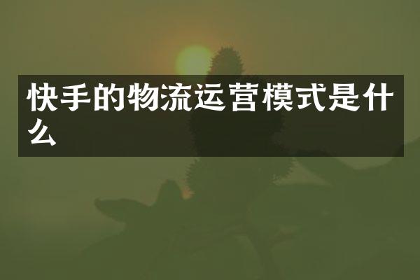 快手的物流运营模式是什么