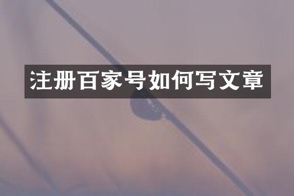 注册百家号如何写文章