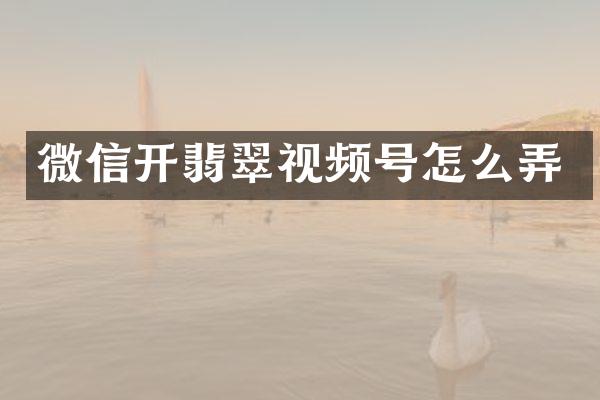 微信开翡翠视频号怎么弄