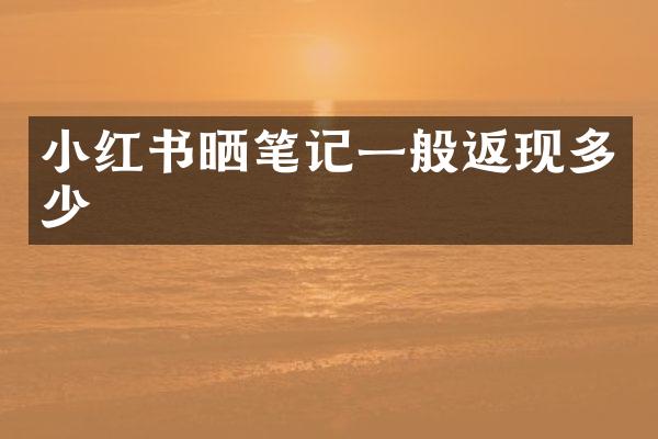 小红书晒笔记一般返现多少