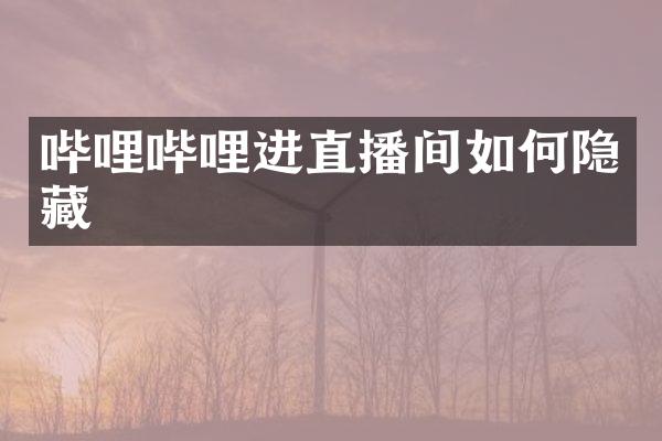 哔哩哔哩进直播间如何隐藏