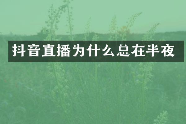 抖音直播为什么总在半夜