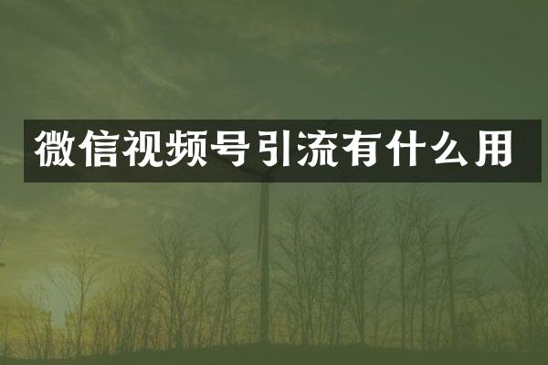 微信视频号引流有什么用