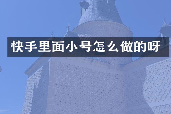快手里面小号怎么做的呀