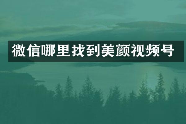 微信哪里找到美颜视频号