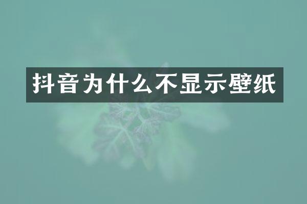 抖音为什么不显示壁纸