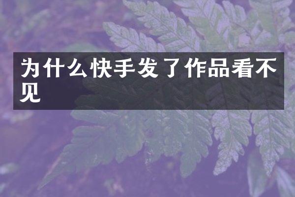 为什么快手发了作品看不见