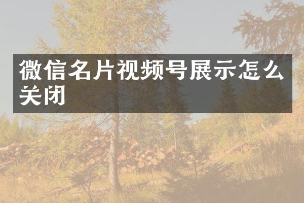 微信名片视频号展示怎么关闭