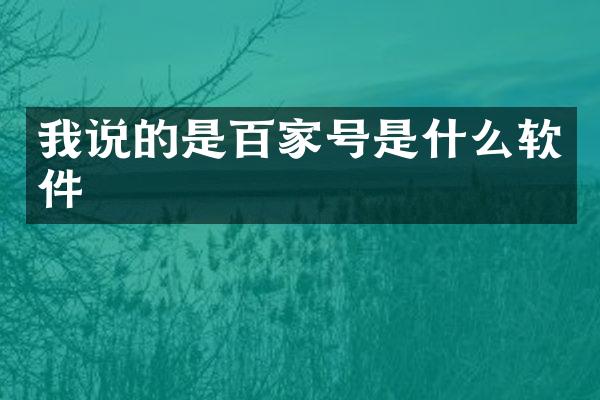 我说的是百家号是什么软件