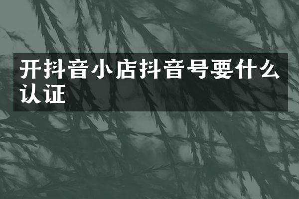 开抖音小店抖音号要什么认证