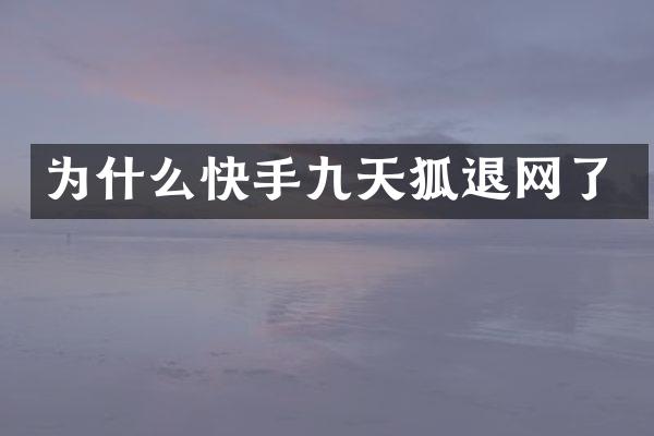 为什么快手九天狐退网了