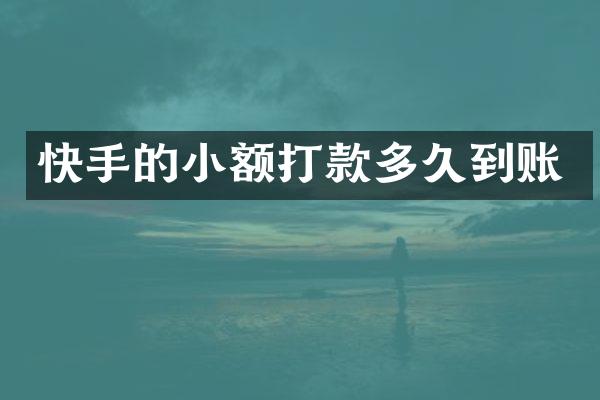 快手的小额打款多久到账