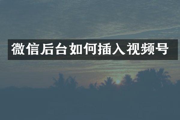 微信后台如何插入视频号