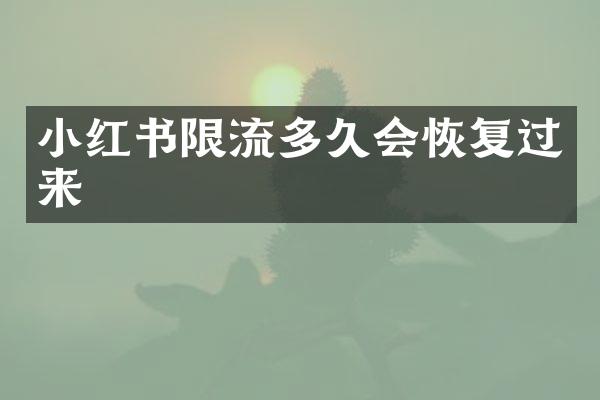 小红书限流多久会恢复过来