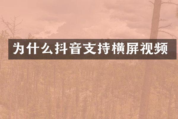 为什么抖音支持横屏视频