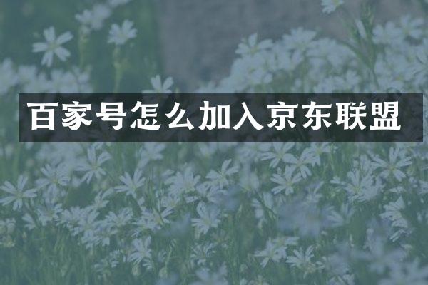 百家号怎么加入京东联盟