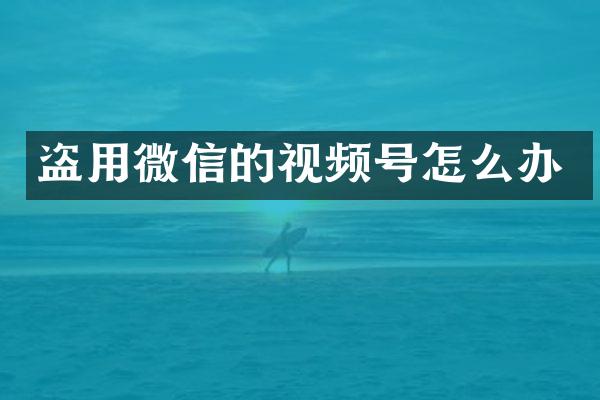 盗用微信的视频号怎么办