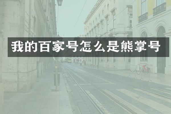 我的百家号怎么是熊掌号