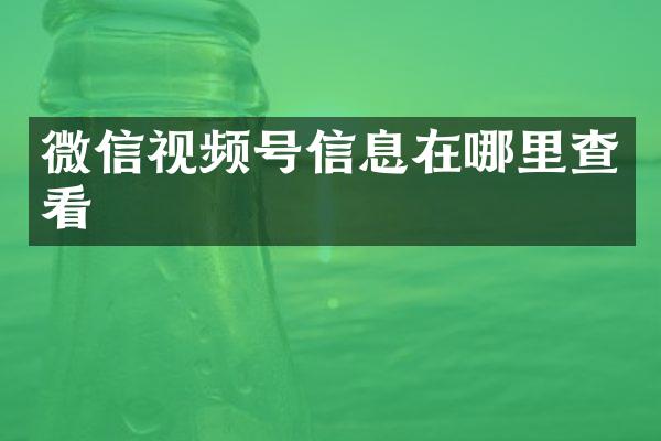 微信视频号信息在哪里查看