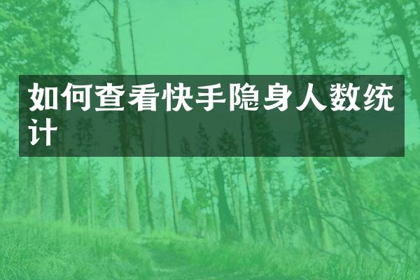 如何查看快手隐身人数统计