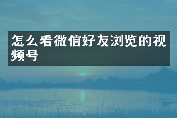 怎么看微信好友浏览的视频号