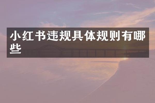 小红书违规具体规则有哪些