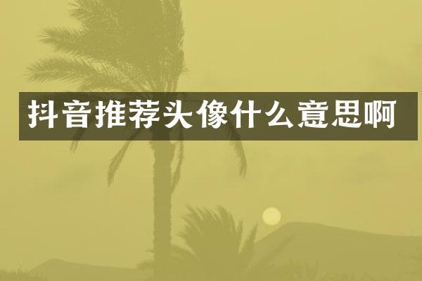 抖音推荐头像什么意思啊