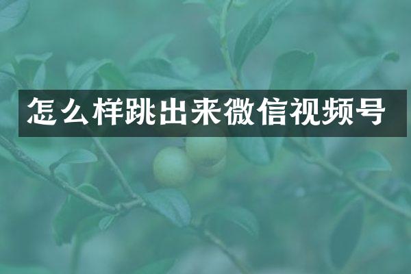 怎么样跳出来微信视频号