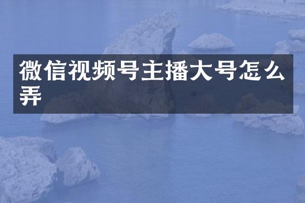 微信视频号主播大号怎么弄