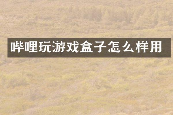 哔哩玩游戏盒子怎么样用